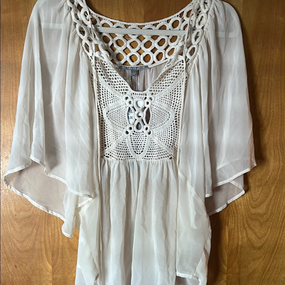 Elegant Cream Crochet Women Top